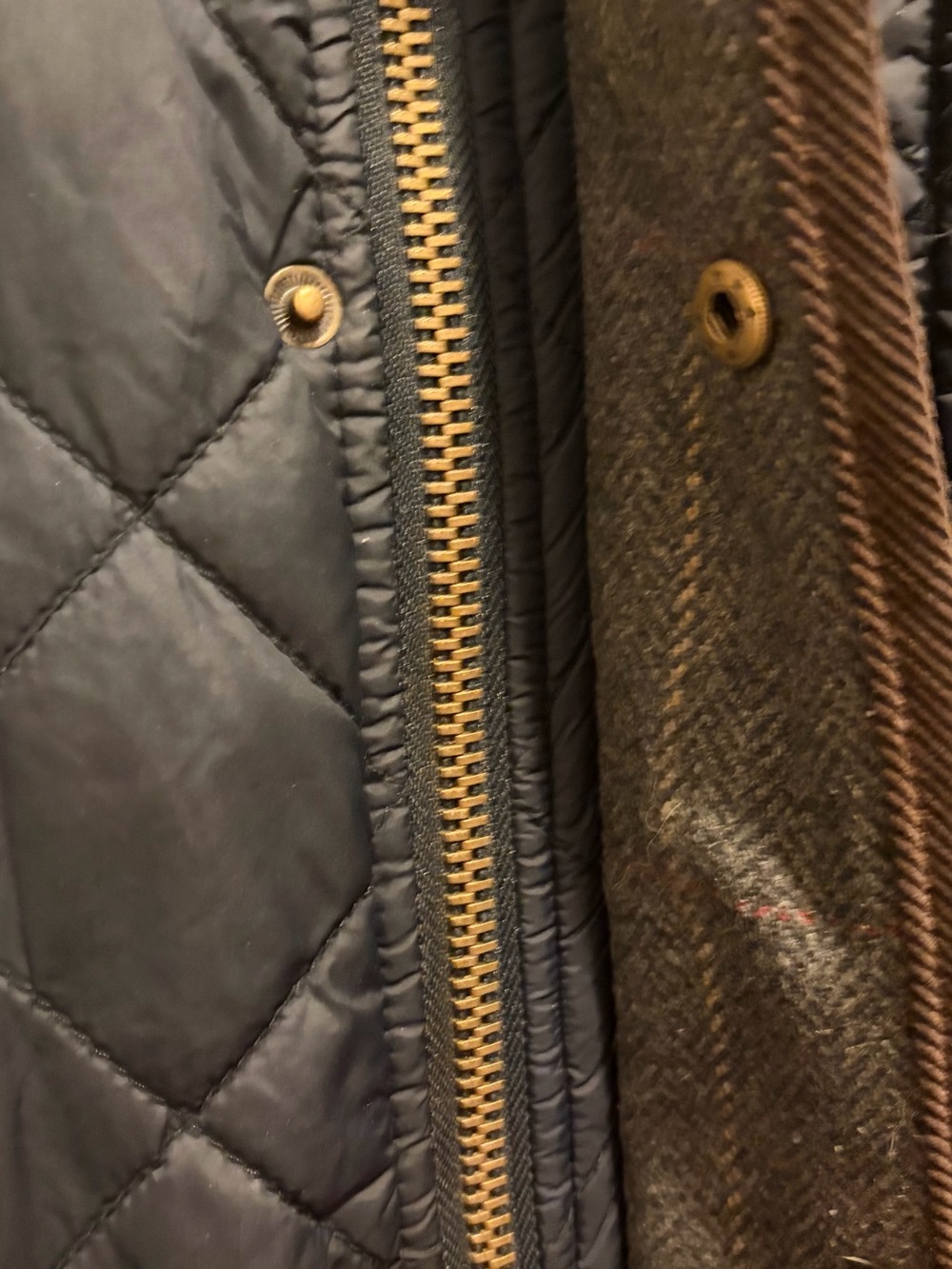 Vince Camuto Men Med Navy Quilted Vest Wool Blend Plaid Tweed Full Zip Puffer - Picture 6 of 16